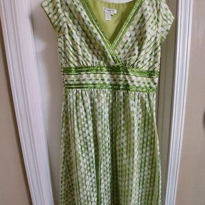 Coldwater Creek Lined Retro Polka Dot Green / White Dress Size 10